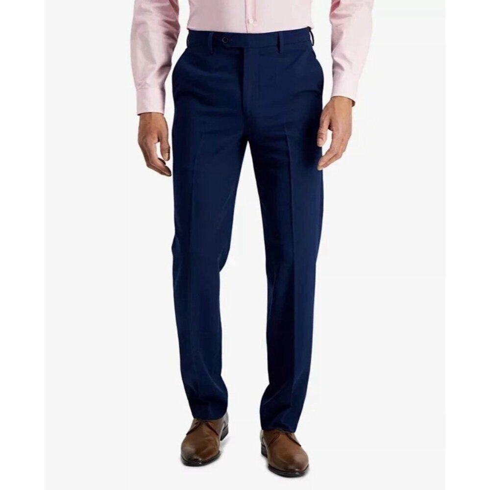 NEW Duchamp Men's Size 32x29 Blue Stretch Waistband Slim Fit Dress Pants